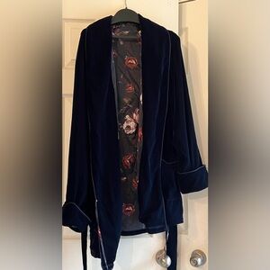 Navy blue velour robe
